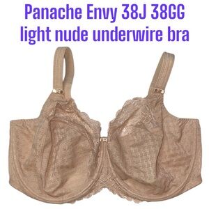 38J 38GG Panache Houndstooth Lace Underwire Bra No padding Semi-Sheer Quality D7